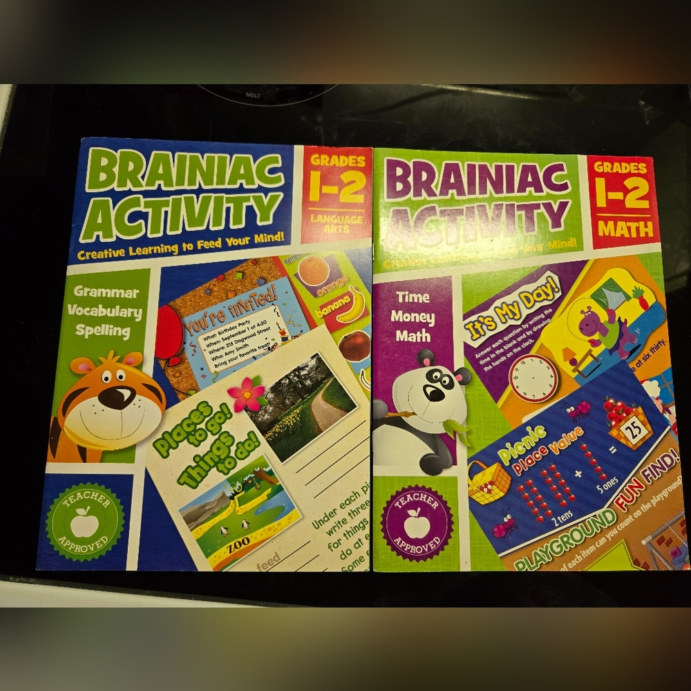 Brainiac Activity Book Language Arts & Math Grades 1 And 2 Lot